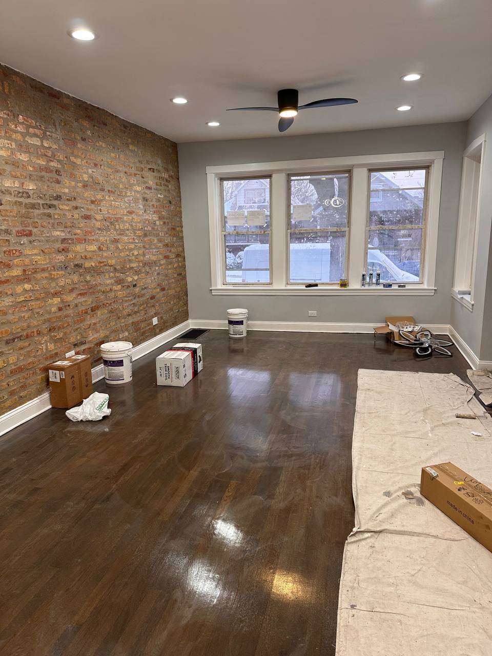Living Room with Exposed Brick