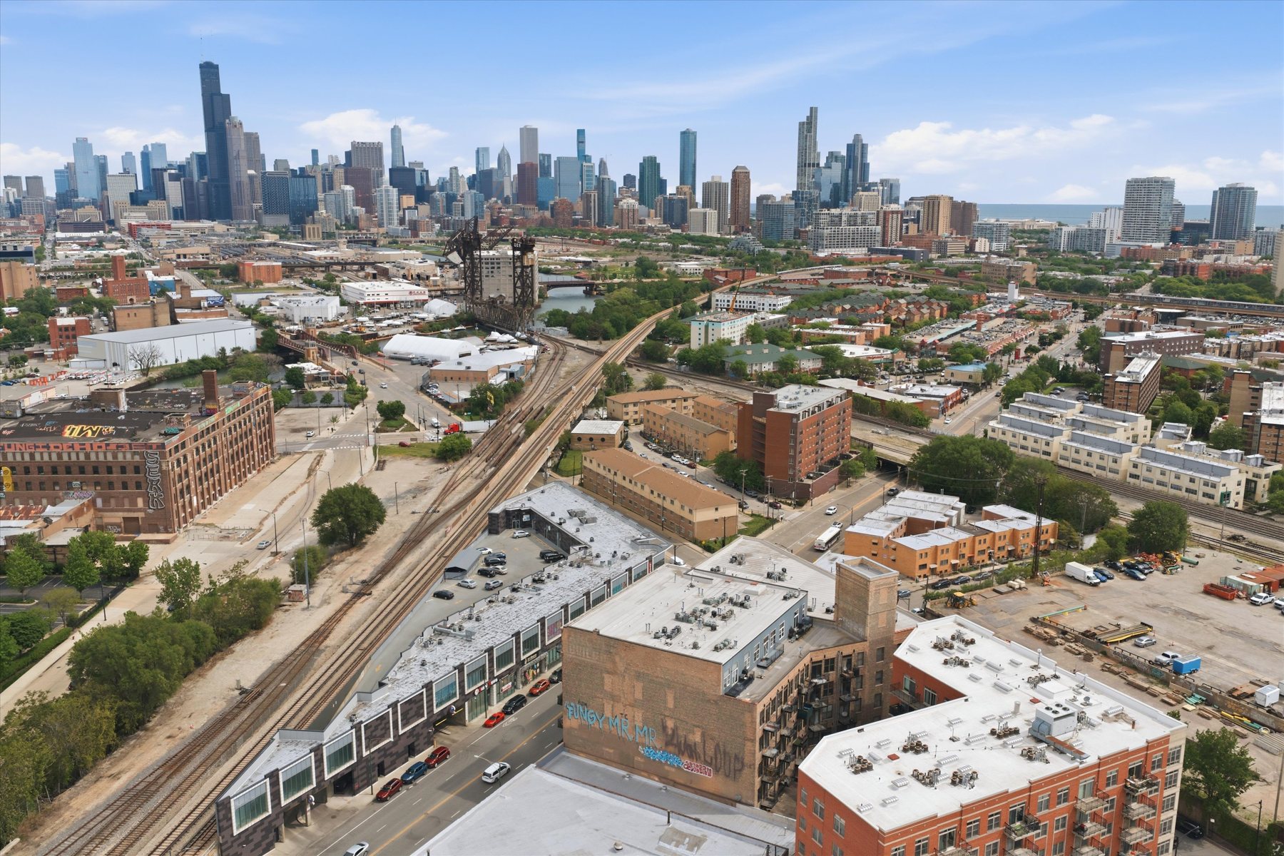 Aerial neighborhood view at 2310 S Canal St Unit 201
